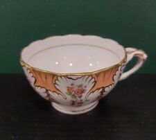 Antique Ridgway tea cup 5/3000 c.1820 Apricot Gold Hand Painted Flowers picture