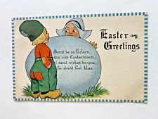 1913 Antique Vintage WALL CS 416 Dutch Children Kids EASTER Greetings Postcard picture