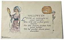 VTG Halloween Jack O Lantern & Girl PF Volland 4043 Arts & Crafts c1915 Postcard picture