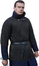 Medieval Hauberk Chainmail Full Sleeve Shirt Mild Steel 10 mm  Cosplay Costume picture