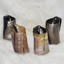 Set of 4 Norse Viking Beer Mugs - Authentic Handcrafted Ale Horn Tankards picture