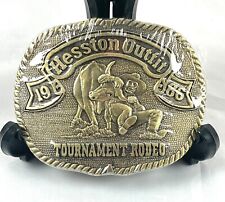 1986 Tournament Rodeo Belt Buckle Hesston Outfit Steer Wrestler picture