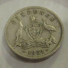 1951 Australian Six Pence 50% Silver Coin - Australia picture