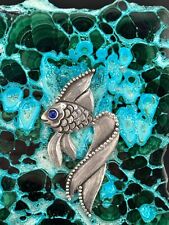 1620gr  Chrysocolla/Malachite Polished Slab w/ Los Castillo Sterling Silver Fish picture