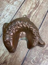 Vintage Large Copper Cake Jello Mold Fish Brass Wall Hanging Kitchen Decor Italy picture