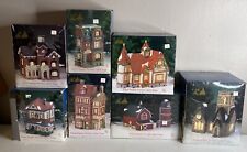 Lot Of 7 1990's Dickens Keepsake Porcelain Lighted Christmas Village Houses picture
