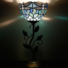 Small Tiffany Lamp Sea Blue Dragonfly Stained Glass Uplight Accent Table Lamp picture