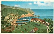 William Wrigley Jr. Home Catalina Island CA Bay of Avalon Ship 1920's Postcard picture