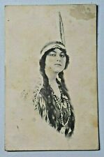 Native American Princess w/ Feather Headdress 1913 B&W DB Postcard 7888 picture