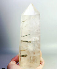 2.68lb Natural Clear Green Tourmaline Quartz Crystal Obelisk Wand Point Healing picture