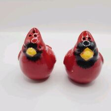 Vintage Cardinal Red Birds Salt and Pepper Shakers Ceramic set with stoppers picture