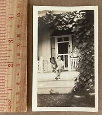 Vintage Photo Black White Snapshot Young Girl w/ Beautiful Pet Dog IDENTIFIED picture