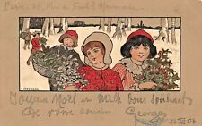 ETHEL PARKINSON CHILDREN WITH CHRISTMAS DECORATION PLANTS-ARTIST 1903 POSTCARD picture