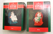 Vintage 1992 Hallmark Keepsake NOS Mom & Dad Rabbit Ornaments 19-3 picture