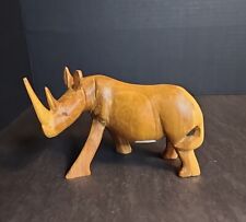 African Folk Art~Hand Carved Wooden Rhino~Fabulous Wood Grain Finish~Kenya picture