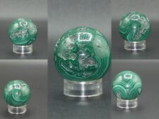 Natural Malachite With Druzy Crystal Sphere Orb Ball Green Gorgeous Pattern 122g picture