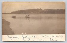 c1907 RPPC Canoes People High Rock River Byron Illinois Real Photo P286 picture