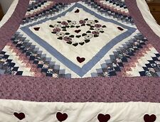 Handmade Patchwork Quilt Blanket Colorful Heart 93”x85” Double/Queen picture