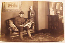 Vermont RPPC Postcard WWI SOLDIER Reading a Newspaper ARMY c1918 picture