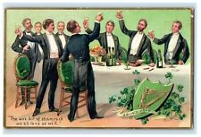 1910 Easter Tuck's Boys Toasting The Shamrock St. Patrick's Day Postcard picture