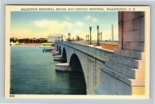 DC-Washington, Arlington Bridge, Lincoln Memorial, River, Vintage Postcard picture