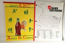 2 Vintage 1950 & 1960's Coca Cola School Tablets, ABC & Name The States. New  picture
