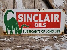 VINTAGE SINCLAIR OILS PORCELAIN SIGN DINO MOTOR LUBE AUTOMOBILE SERVICE PRODUCTS picture