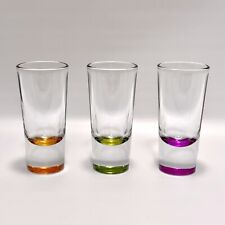 Vintage CRISA Tall Shot Glasses Multi-Colored Weighted Barware Set Of 3 picture