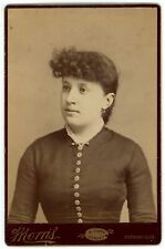 Antique Circa 1880s Cabinet Card Morris Beautiful Young Woman  Pittsburgh, PA picture