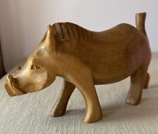 Vintage Hand Carved Warthog Wild Boar Pig Wooden Figurine Carving wood statue picture