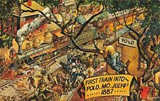 Postcard MO First Train into Polo Missouri July 4th 1887 George Barnett Painting picture