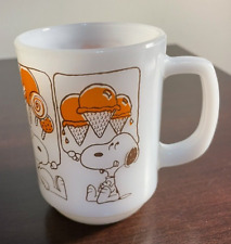 Vintage FIRE KING 1958 Anchor Hocking Snoopy Sweet Dreams Coffee Mug Milk Glass picture