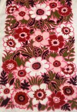 Vintage Bath Towel Floral 70s Flower Power Retro Red Pink Green MCM picture