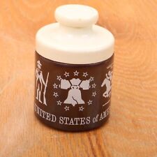 Vintage1776 Bicentennial Brown Jar With White Screw On Lid picture