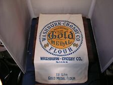 VINTAGE WASHBURN-CROSBY GOLD MEDAL Cloth SACK BAG 12 lbs.- 2 Sided ADVERTIZEMENT picture