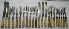 Lot of 22 Vintage mostly Civil War Era Flatware - Bone Handle with metal inlay picture