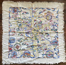 Vintage American Denver Silk Souvenir Map Woman's Fringed Scarf Handkerchief picture