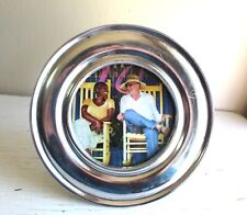 Polished Aluminum Metal Round Table Top Picture Frame for 5 in Photo ~ Scratched picture