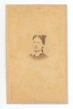 Antique Hand Tinted CDV Circa 1860s Gibbs Beautiful Woman With Rose Auburn, NY picture