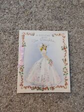 Vintage Birthday Card  Mom Dad To Daughter Ribbon Fancy Dress Hat 50's Decor  picture