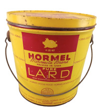 Geo A. HORMEL & CO Minnesota Brand  4 Lb. Lard Can Tin Pail Bucket PIG Yellow picture