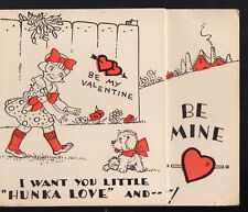 VINTAGE VALENTINE GIRL RED BOW PUPPY FOLDOUT EP01 picture