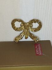 Vintage Solid Brass French Bow Wall Hanger With Hook + Screws, keys robe ,towel. picture
