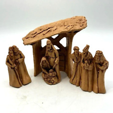 Vintage 1979 Abbey Press Manger Scene With Stable 4Pc picture