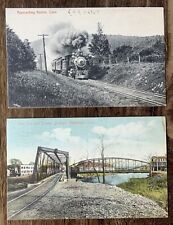 Pair Of Connecticut Postcards Bridge Train & Trolley 1910 Norfolk Waterbury picture