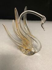 Vintage Hand Blown Art Glass Crystal Swan picture