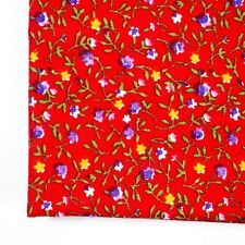 Vintage Cotton Fabric Red Purple Floral Quilting Calico 1970s Doll Dress 24x36 picture