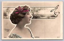 2 real photo postcards C1905 FRENCH ACTRESS MIERIS w/glitter by REUTLINGER picture