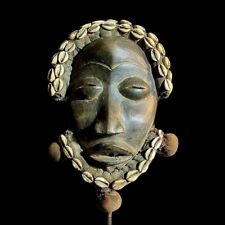 African Tribal Face Mask Wood Hand Carved Vintage Dan Kran Kaogle Mask-9532 picture