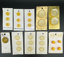 Sewing Buttons Lot Of 10 Cards Of Yellow & Cream Tone - Vintage picture
